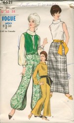 6621 VOGUE 1960S SLEEVELESS  JACKET, BLOUSE,  PANTS, LONG SKIRT PATTERN 14 34"B